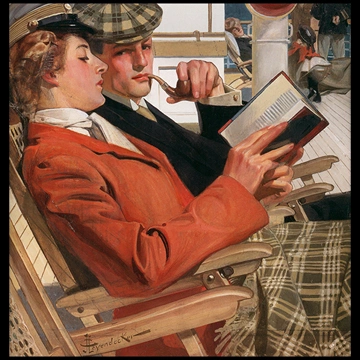 「デッキチェアのカップル」 J・C・ライエンデッカー （1904年）